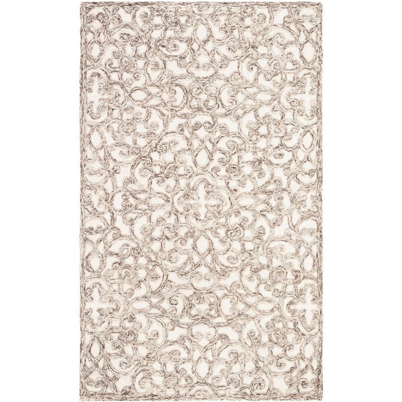 Ivory and Brown Hand-Tufted Wool Area Rug 3' x 5'