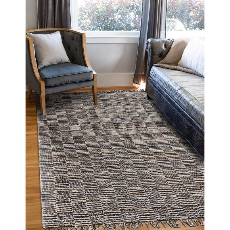 Handwoven Denim Blue & Gray Braided Jute Rug, 2x3 ft