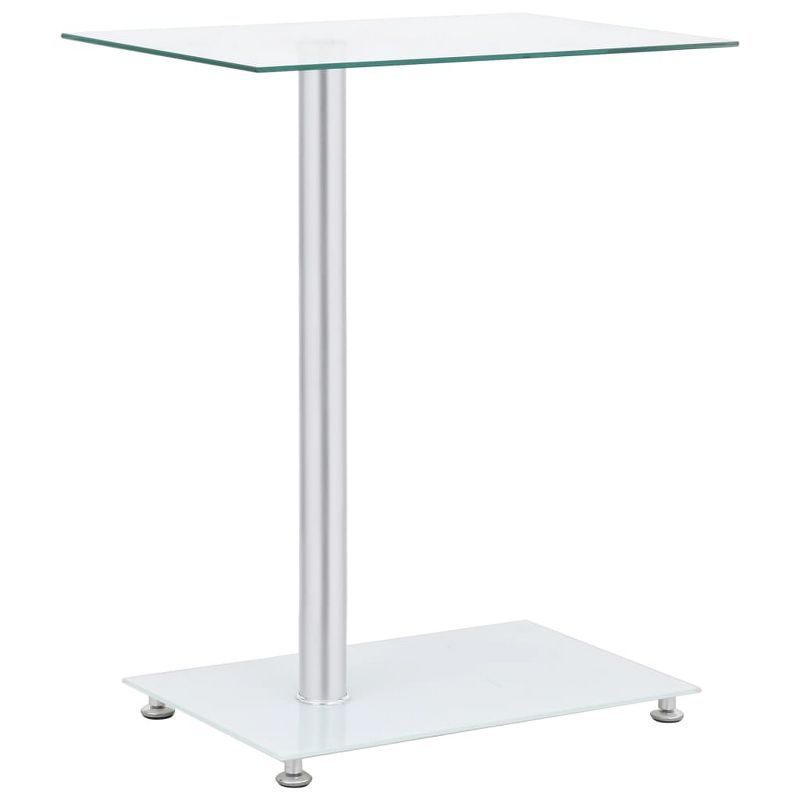 Transparent Tempered Glass and Metal U-Shaped Side Table