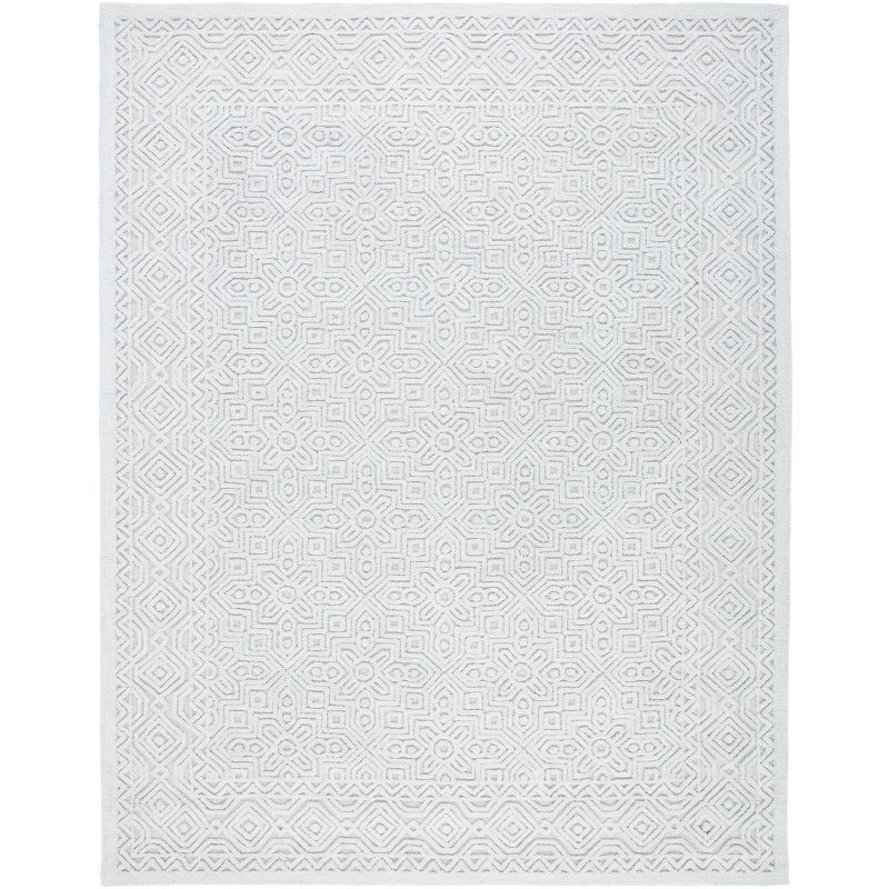 Gray Geometric Handmade Wool 6' x 9' Tufted Area Rug