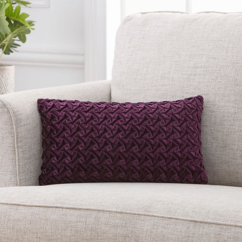 Plum Origami Velvet Textured 12x20 Pillow Cover