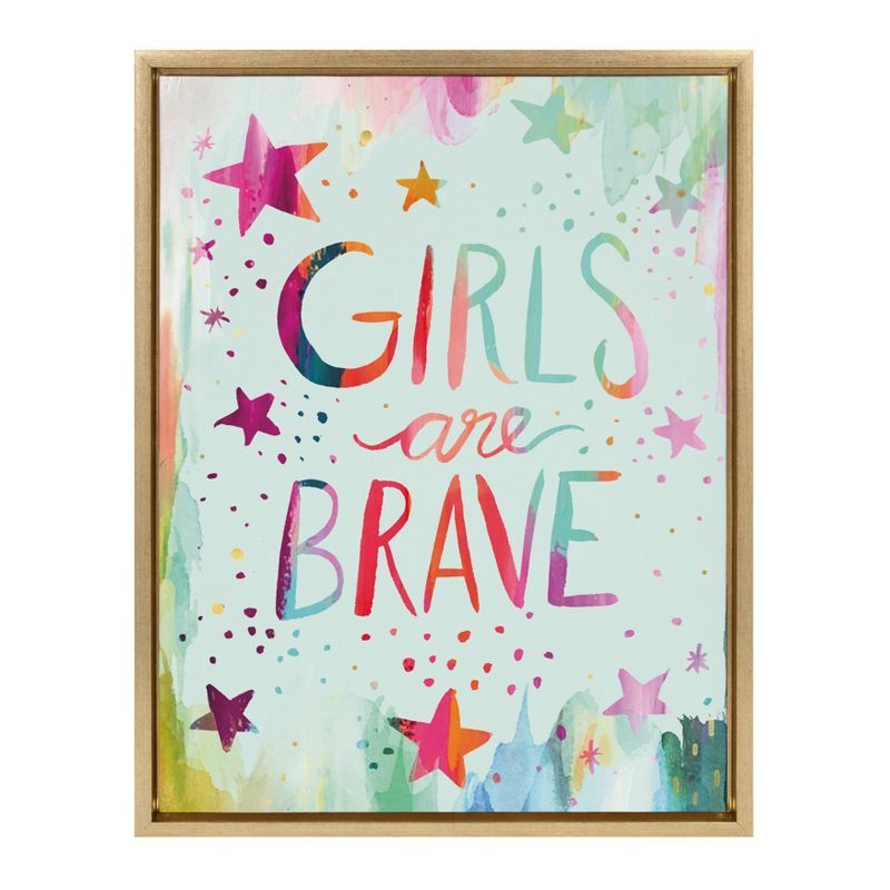 Girls Are Brave Multicolor Canvas Motivational Quote Art