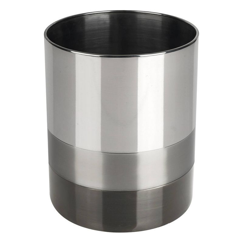 Triune 3-Tone Stainless Steel Bathroom Wastebasket, 10.5" High