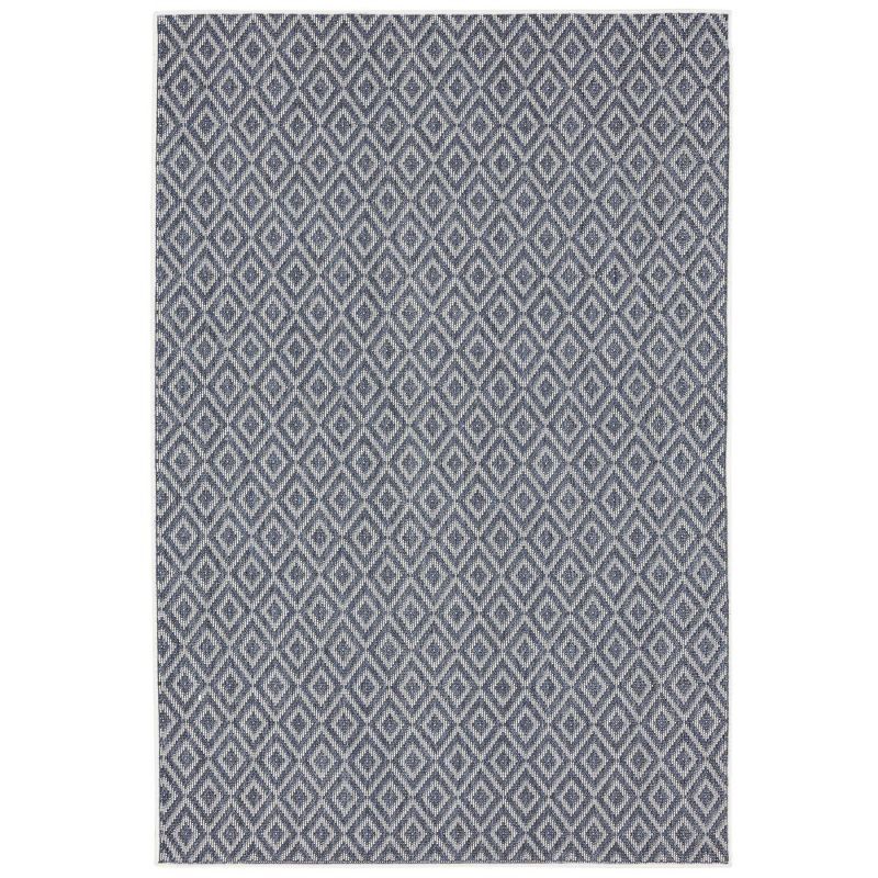 Reversible Denim and Cream Diamond Synthetic 8' x 10' Area Rug