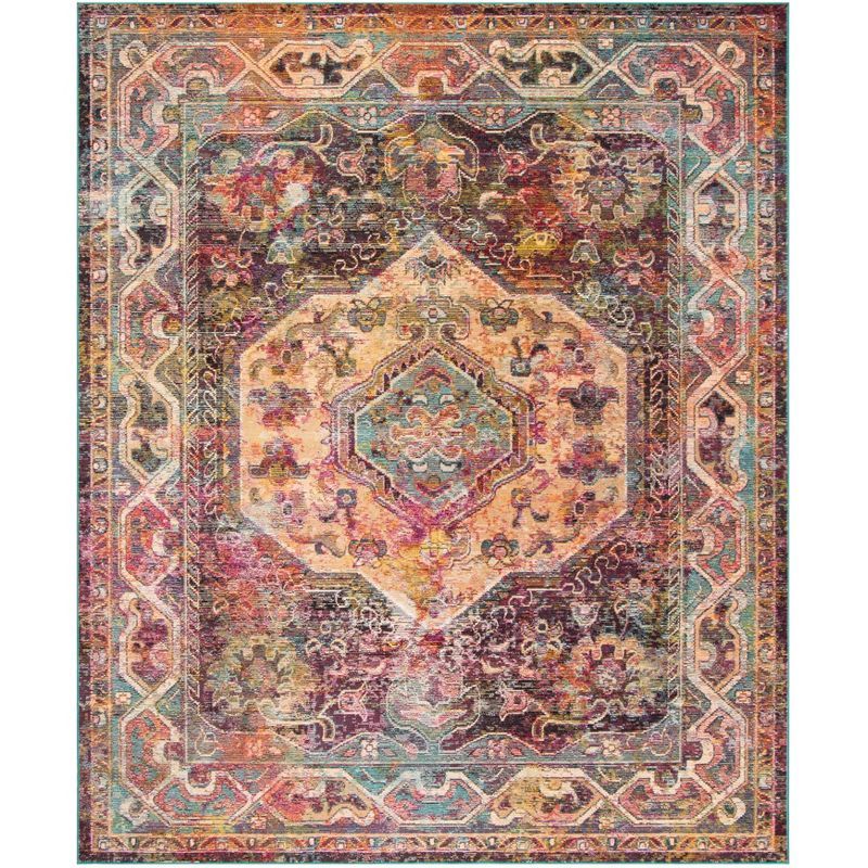 Teal and Rose Medallion Synthetic 8' x 10' Area Rug