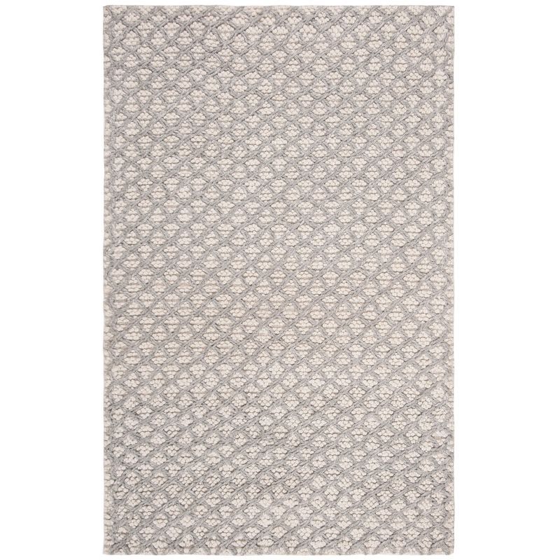 Ivory Mosaic Textured 59" Hand-Tufted Wool-Blend Area Rug