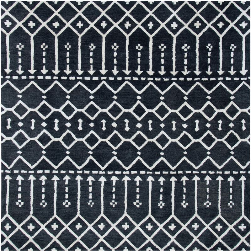 Gray Square Hand-Tufted Wool & Viscose Blend Easy-Care Rug