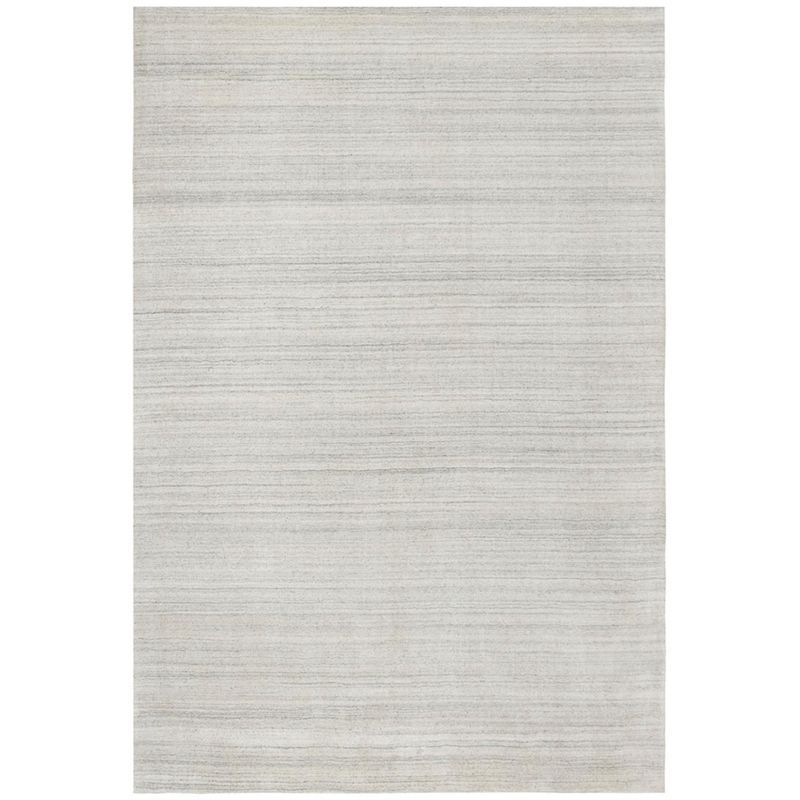 Elegant Ivory Hand-Knotted Wool & Viscose 6' x 9' Area Rug