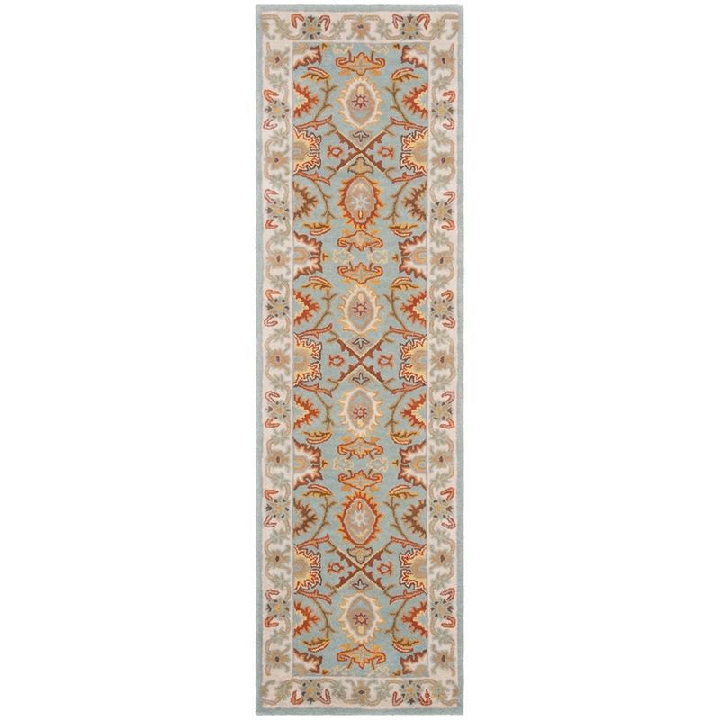 Elegant Heritage Light Blue and Ivory Hand-Tufted Wool Runner Rug