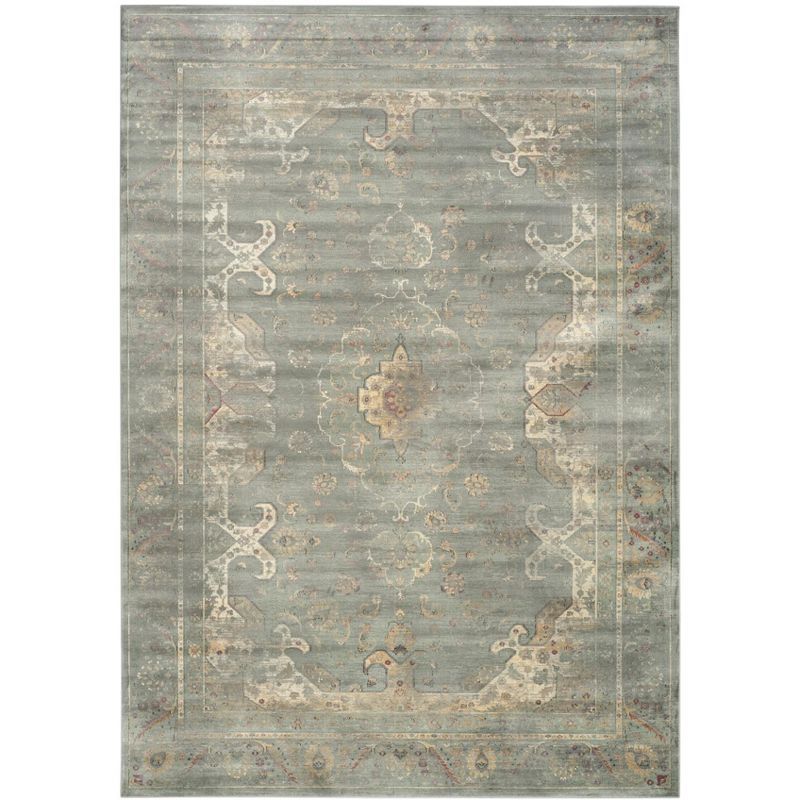 Reversible Gray Floral 9' x 12' Rectangular Viscose Rug