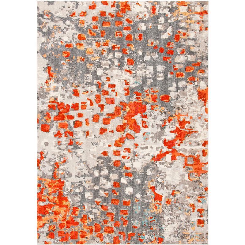 Monaco Abstract Geometric Grey/Orange 8' x 11' Area Rug