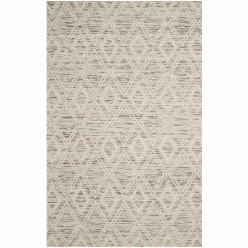 Ivory Geometric Flat-Woven Handmade Wool-Blend 5'x8' Area Rug