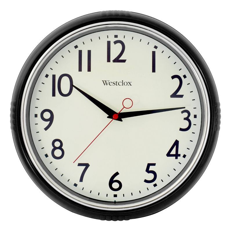 Westclox 12" Black Retro Analog Wall Clock with Red Seconds Hand