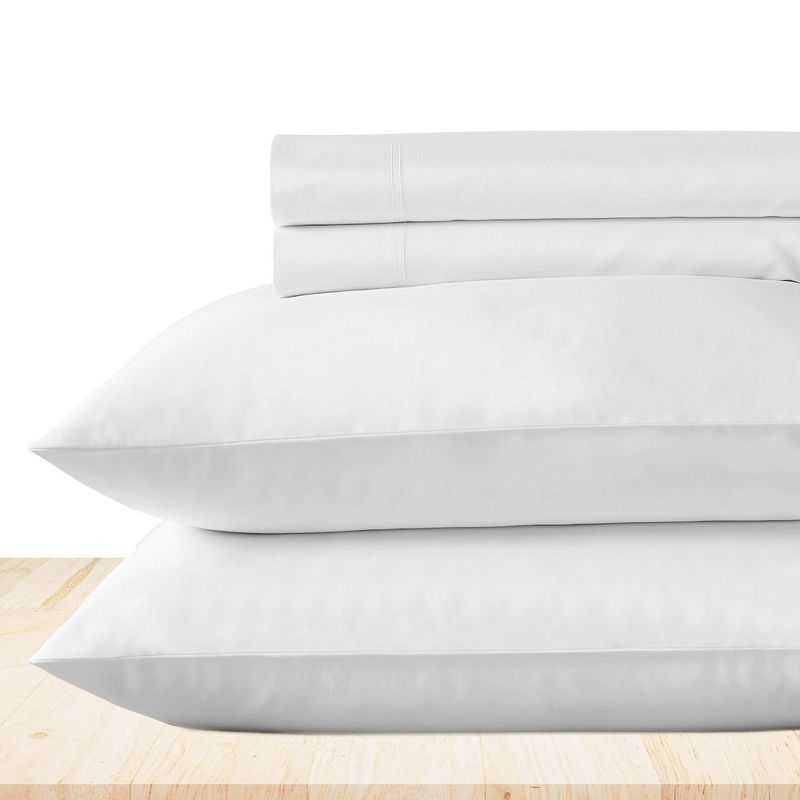 Bright White California King Cotton Deep Pocket Sheet Set