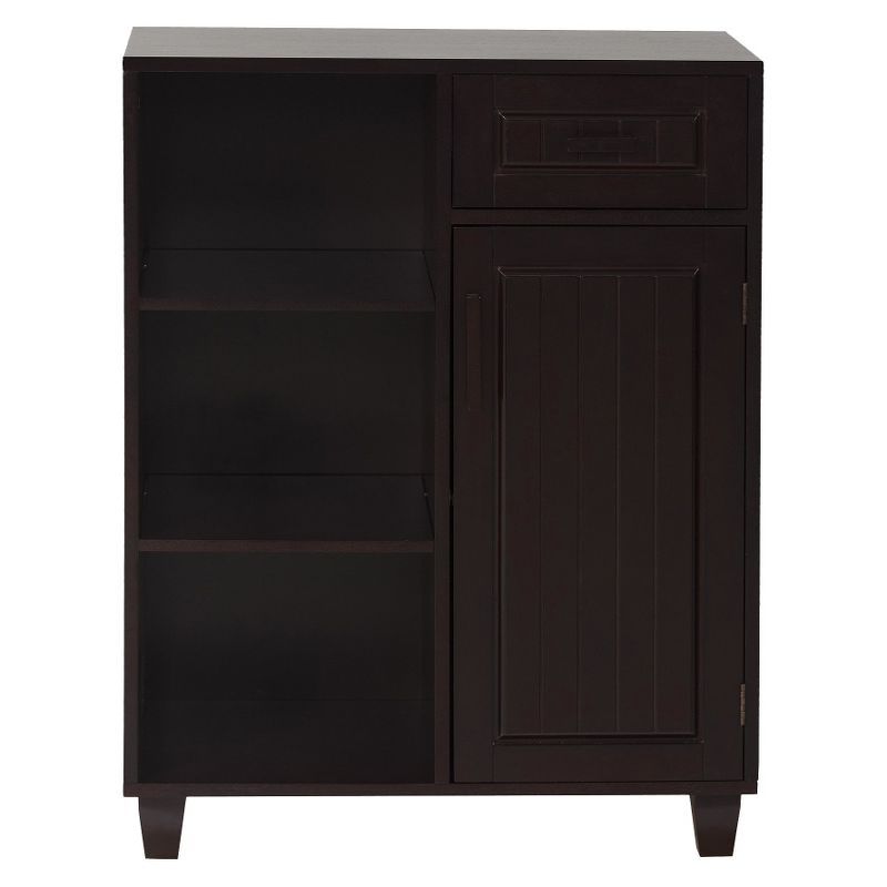 Espresso Finish Adjustable Shelving Traditional Bathroom Cabinet