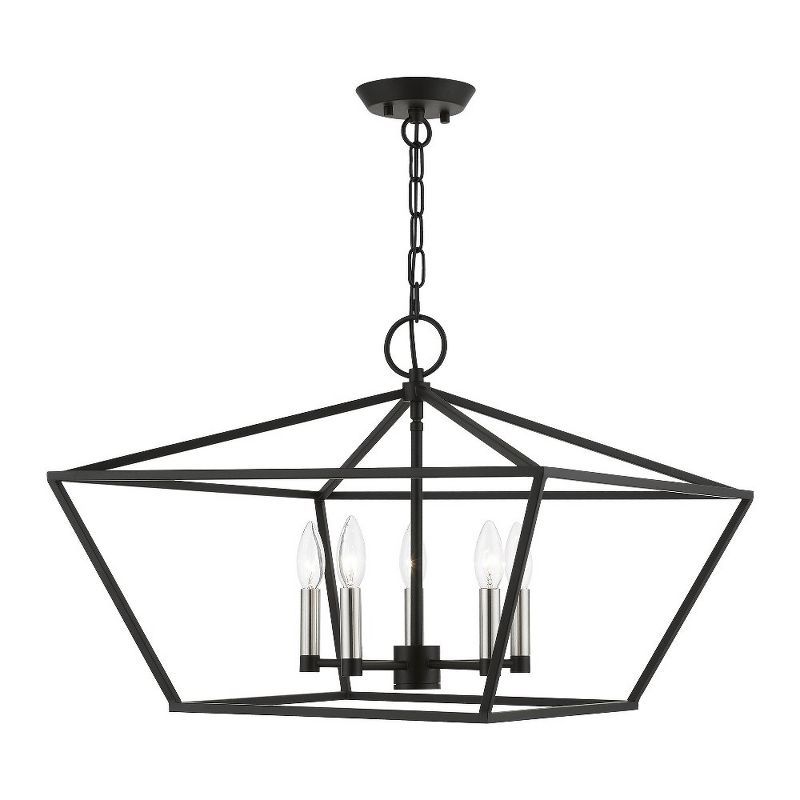 Devone Mini 5-Light Square Frame Chandelier in Black & Brushed Nickel