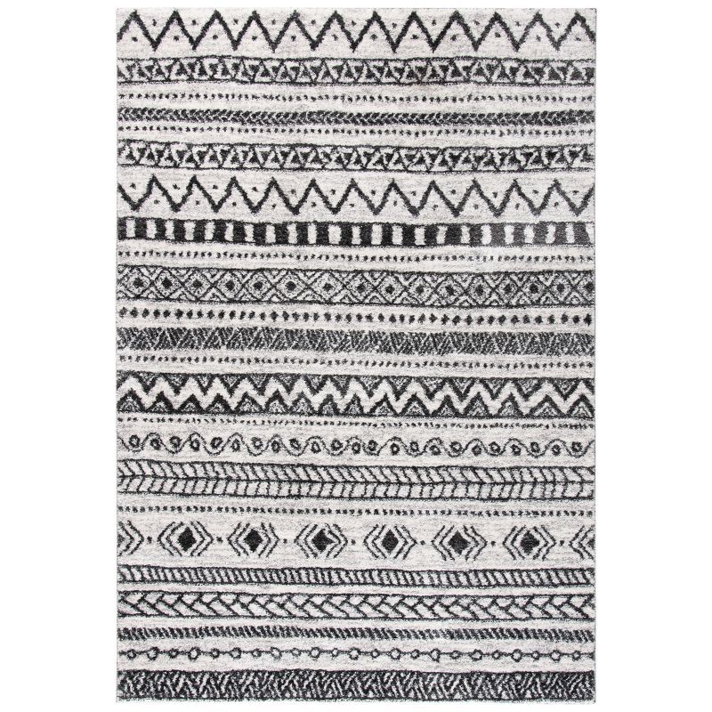 Berber Tribes Inspired 4' x 6' Black Geometric Synthetic Area Rug