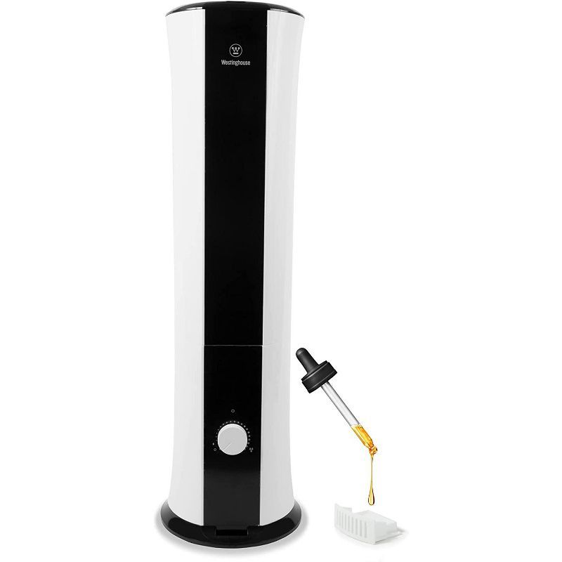 Westinghouse 28-inch Black and White Ultrasonic Tower Humidifier with Essential Oil Diffuser