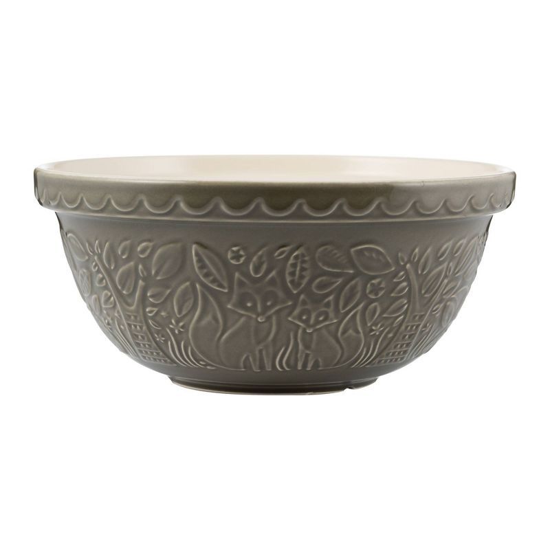 Fox Gray Ceramic Embossed Mixing Bowl, 12-inch