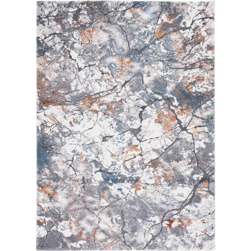 Abstract Gray Shag Synthetic Rectangular Rug 6'7" x 9'2"