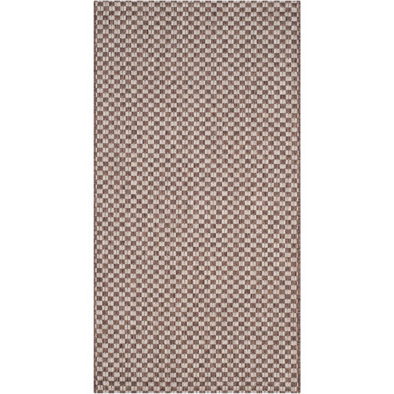 Light Brown and Grey Rectangular Synthetic Washable Rug