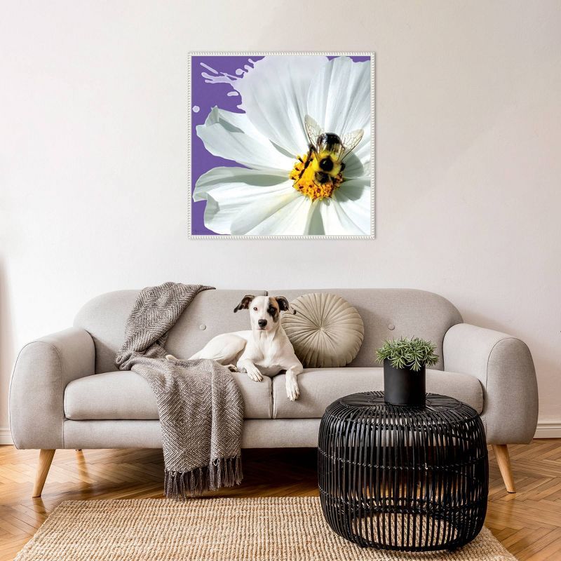 Flower Pop IV White Floater Frame Canvas Wall Art