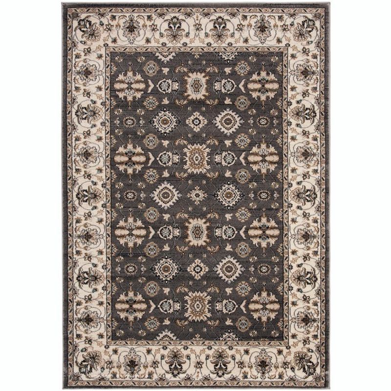 Elegant Gray Traditional Hand-Knotted 59" Synthetic Area Rug