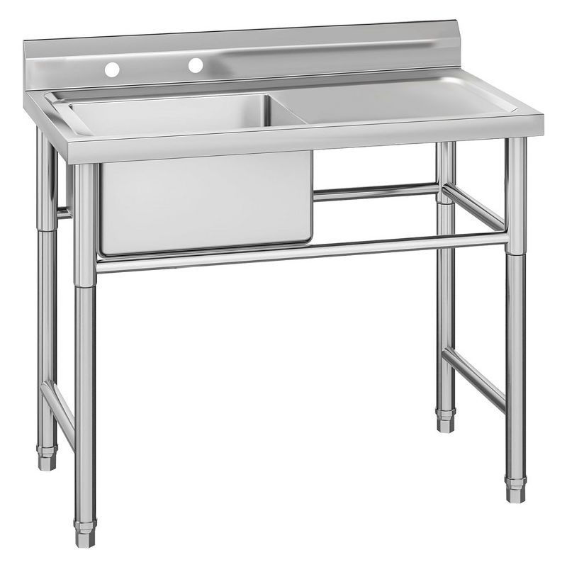 Stainless Steel Single Basin Utility Sink with Drainboard