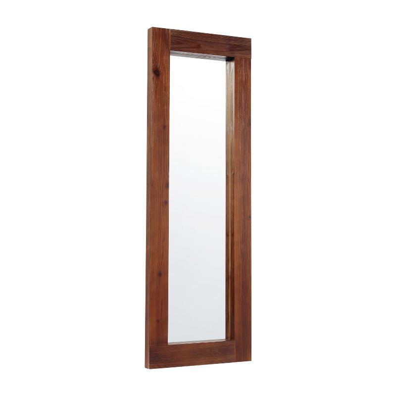 Rustic Dark Brown Full Length Wood Frame Mirror, 66x23