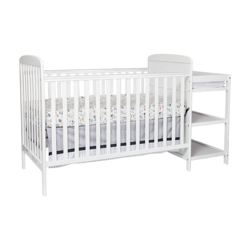 White 3-in-1 Convertible Crib with Changing Table