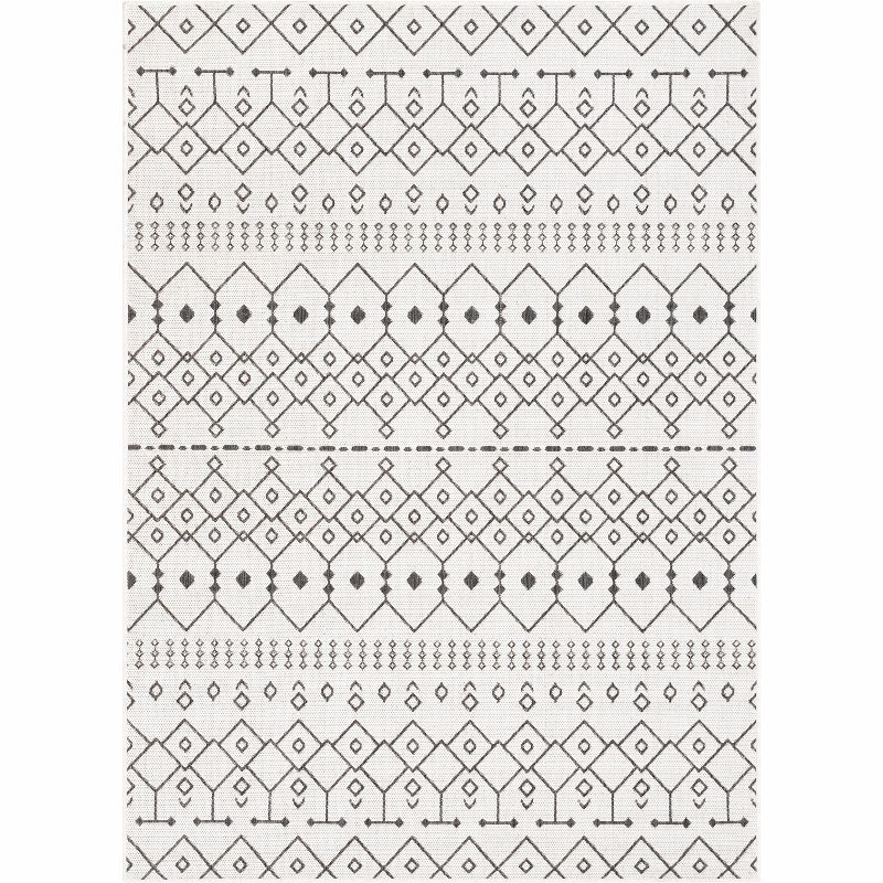 Ivory 8' x 10' Flat Woven Synthetic Stain-Resistant Rug