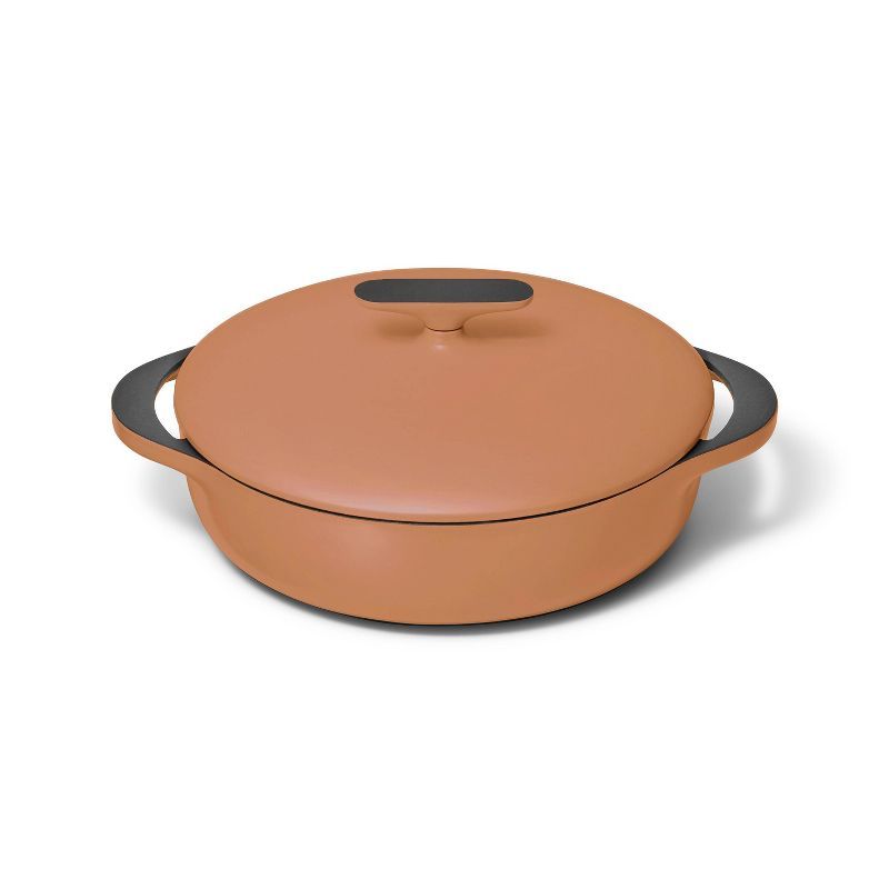 Terracotta Pink Enameled Cast Iron Braiser with Lid, 3.5 Qt