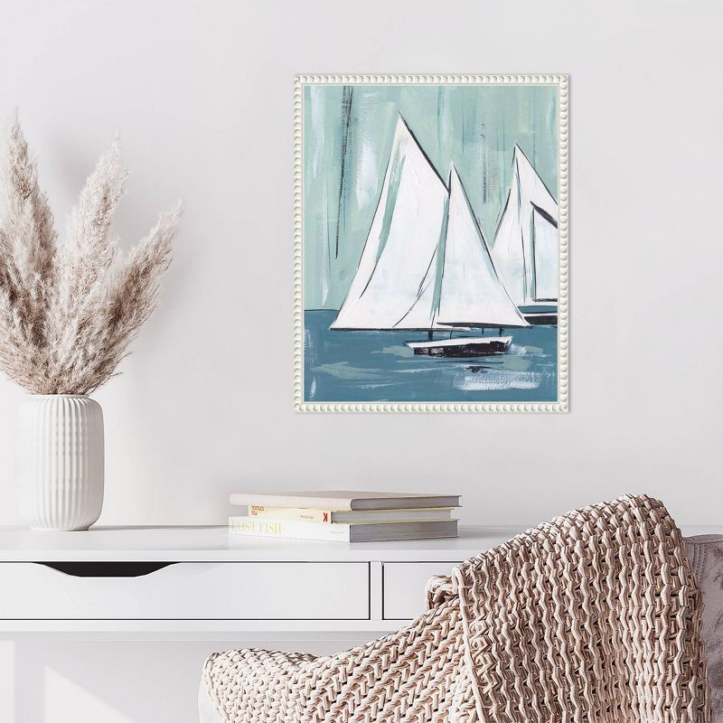 Sailing Winds I White Framed Canvas Wall Art Print