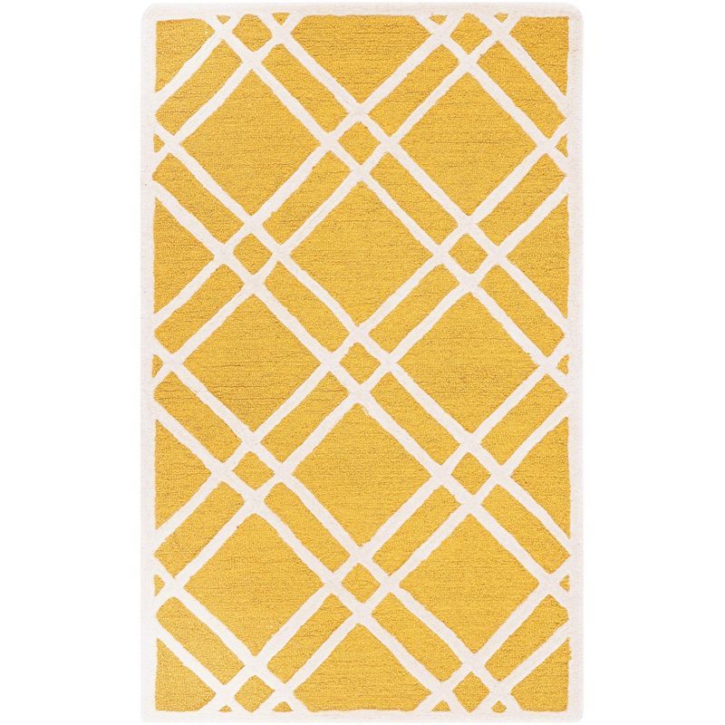 Gold and Ivory Hand-Tufted Wool Area Rug 3' x 5'