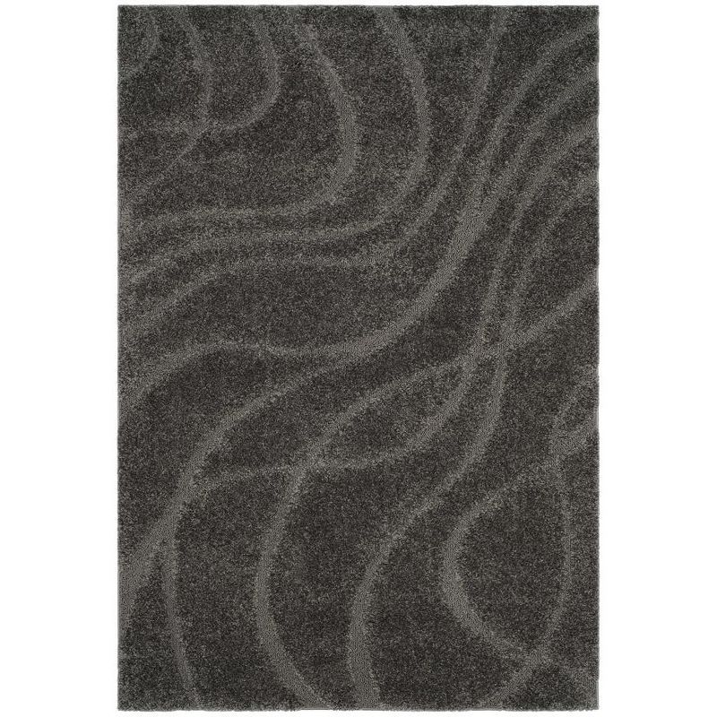 Gray High-Low Pile Shag Area Rug