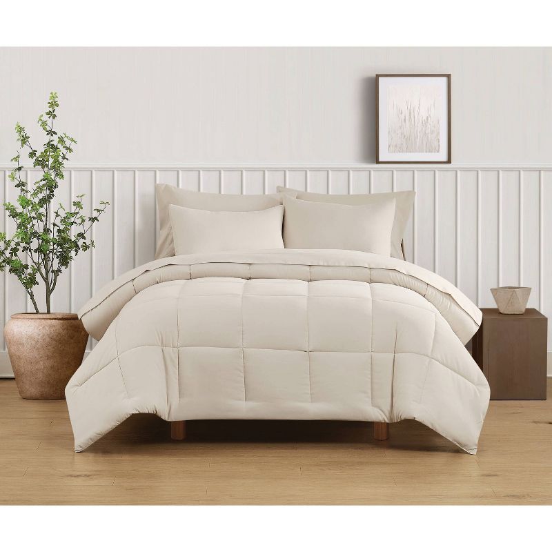 Beige King Down Alternative Microfiber 2-Piece Bedspread Set