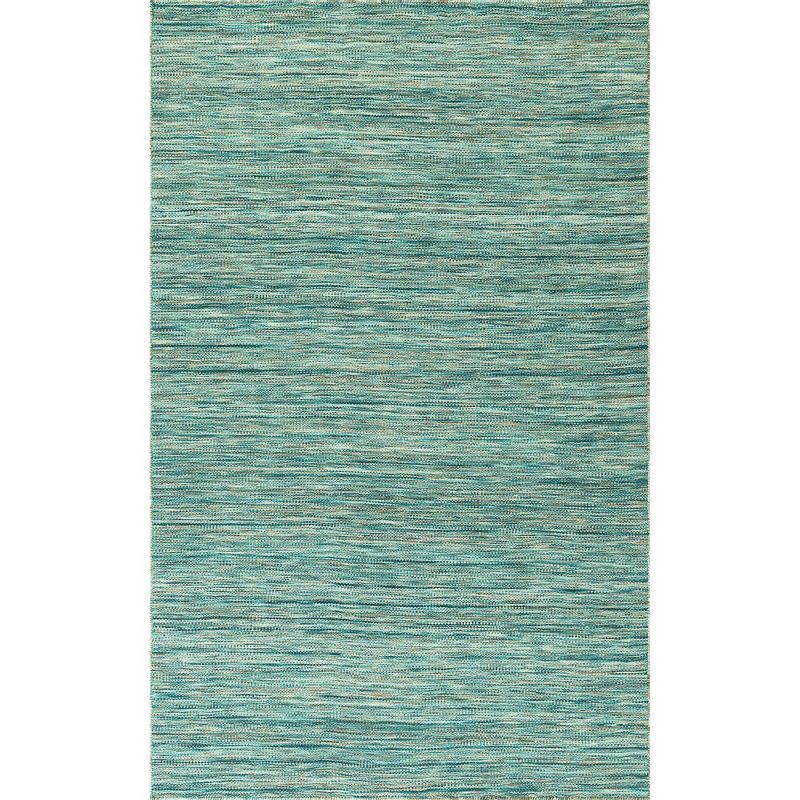 Turquoise Flat Woven Wool Rectangular Area Rug 4' x 6'