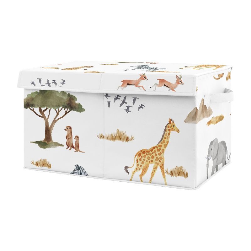 Multicolor Jungle Animals Fabric Storage Bin with Flip Lid