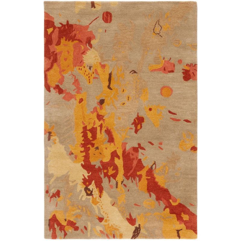 Handmade Red and Beige Wool Viscose Tufted Rug