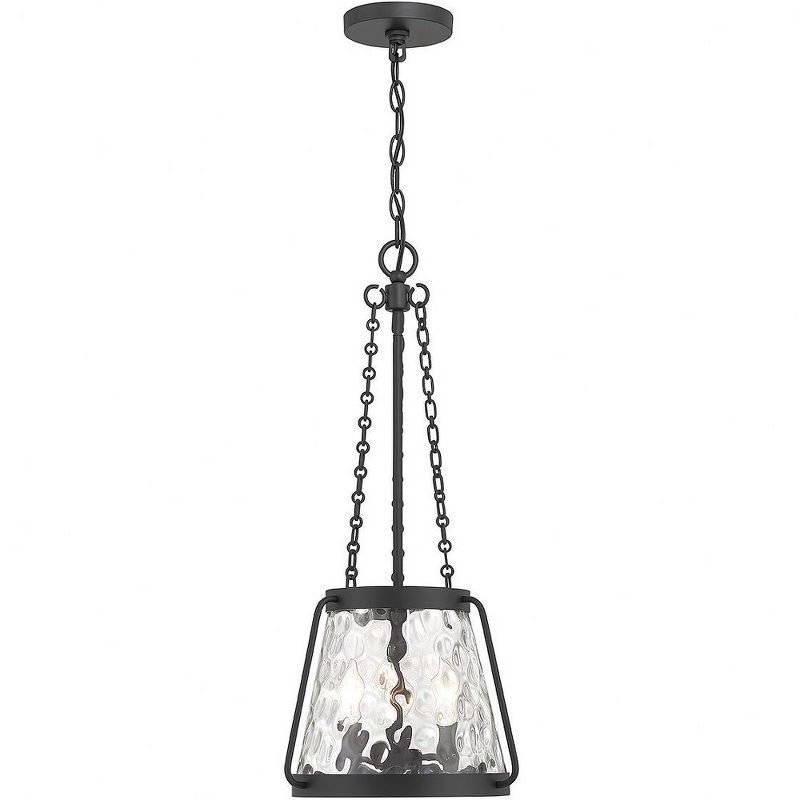 Crawford Matte Black 3-Light Pendant with Clear Water Glass Shade