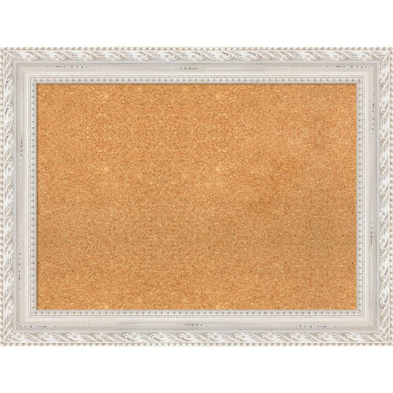 Natural Cork Bulletin Board with White Wood Frame, 34" x 26"