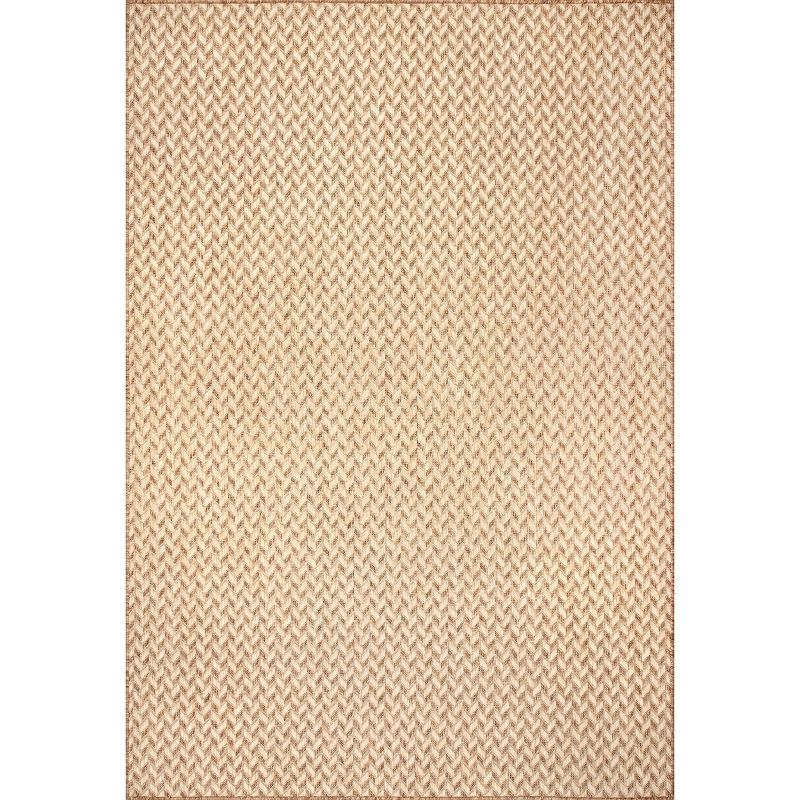 Camryn Brown Herringbone Synthetic Indoor/Outdoor Rug