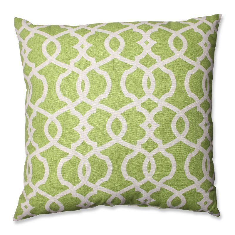 Green and Off-White Damask Square Floor Pillow