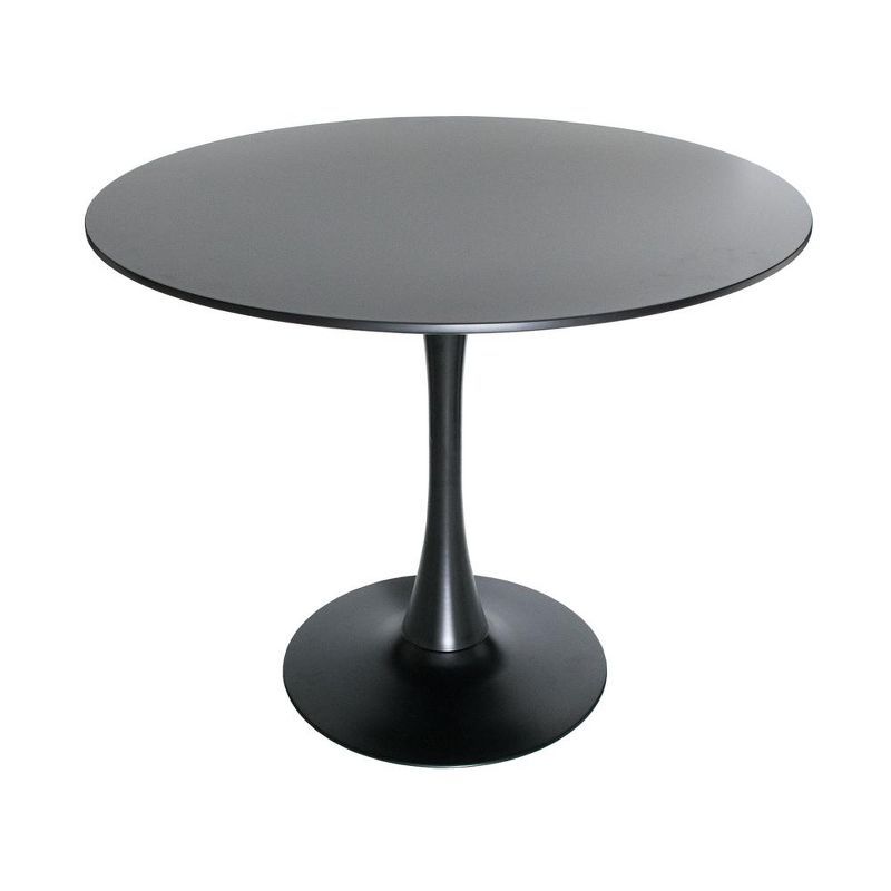 Bristol Black Round Mid-Century Modern Dining Table with Wood Top