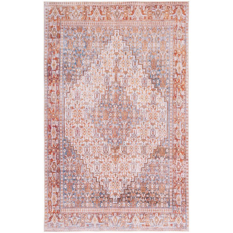 Handmade Red Rectangular Synthetic Washable Rug