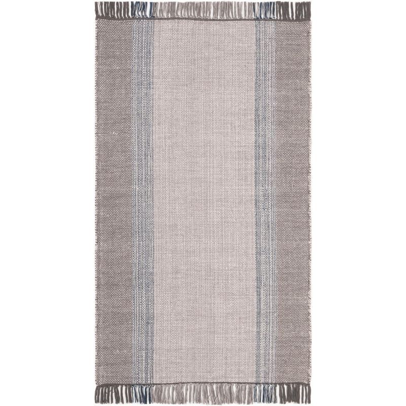 Coastal Breeze Blue/Grey Flat Woven Cotton 3' x 5' Area Rug