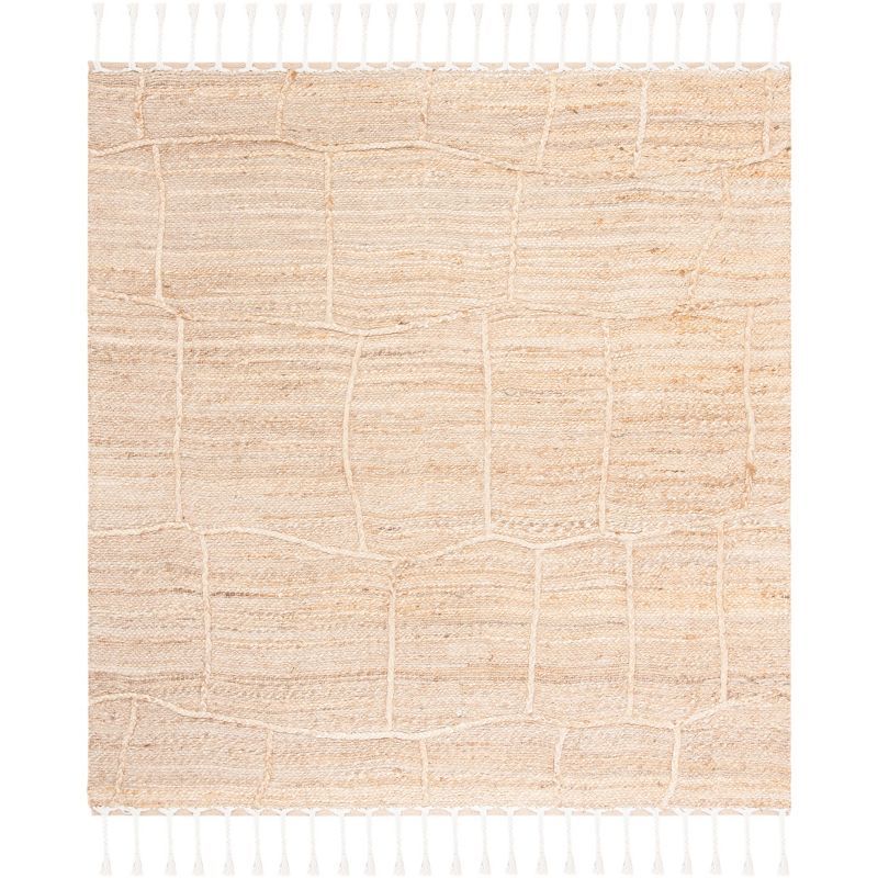 Handwoven Jute Natural Fiber 6' Square Area Rug with Non-Slip Backing