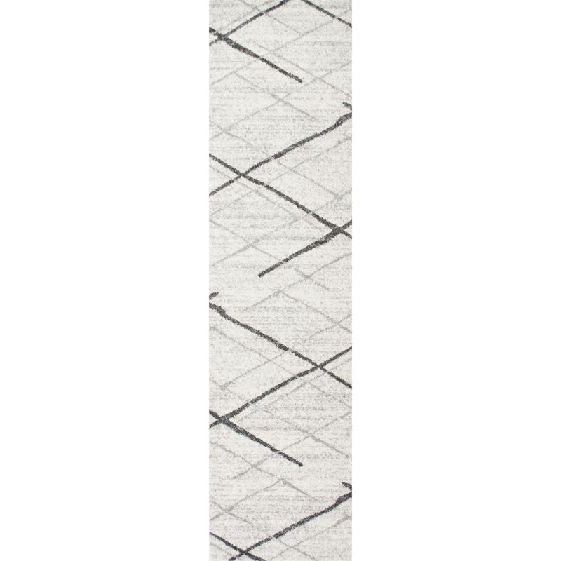 Gray Abstract Non-Slip Synthetic Runner Rug