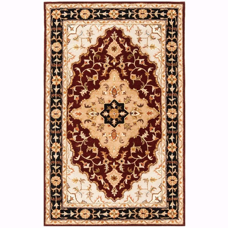 Heritage Red and Black Hand-Tufted Wool 4' x 6' Area Rug