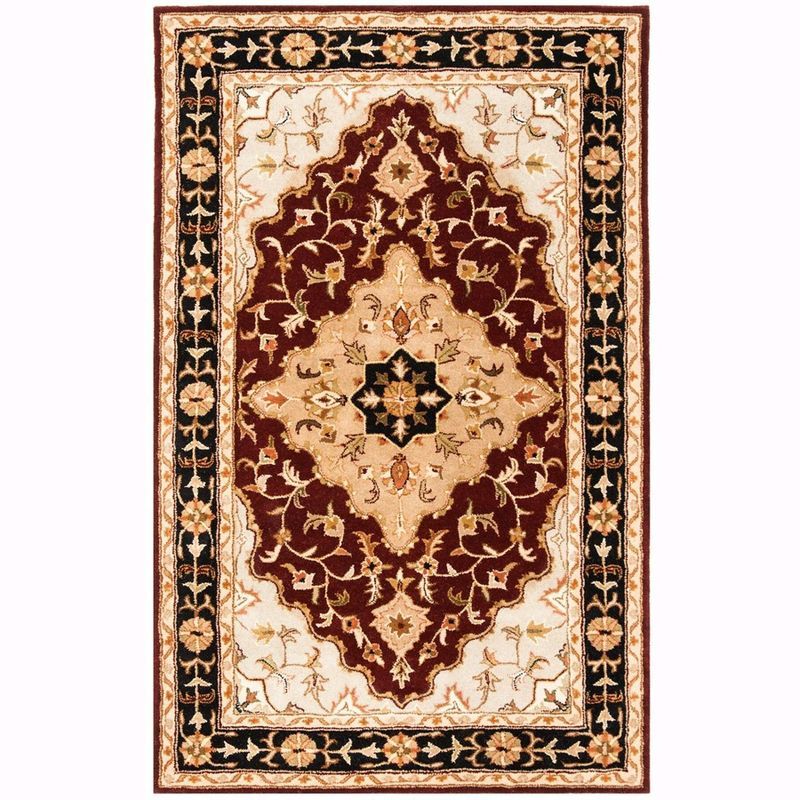 Heritage Red and Black Hand-Tufted Wool Area Rug